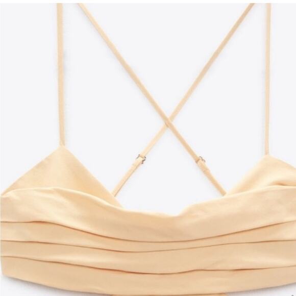 Zara Cream Linen Blend Halter Cut Out Sundress NWT Size XLarge - Picture 9 of 11